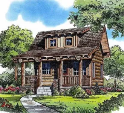 Picture of Plan W11546KN 1 Bedroom 1 Bath Log Cabin Plan